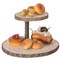 Two Tier Natural Wood Color Tree Bark Server Tray with Rustic Appeal, Two Sizes Trays